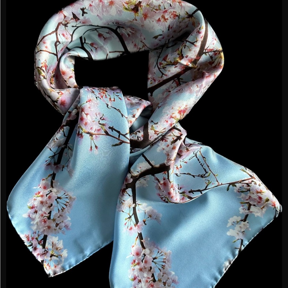 🔥🔥Echo Floral Silk Scarf with Cherry Blossom Design🔥🔥